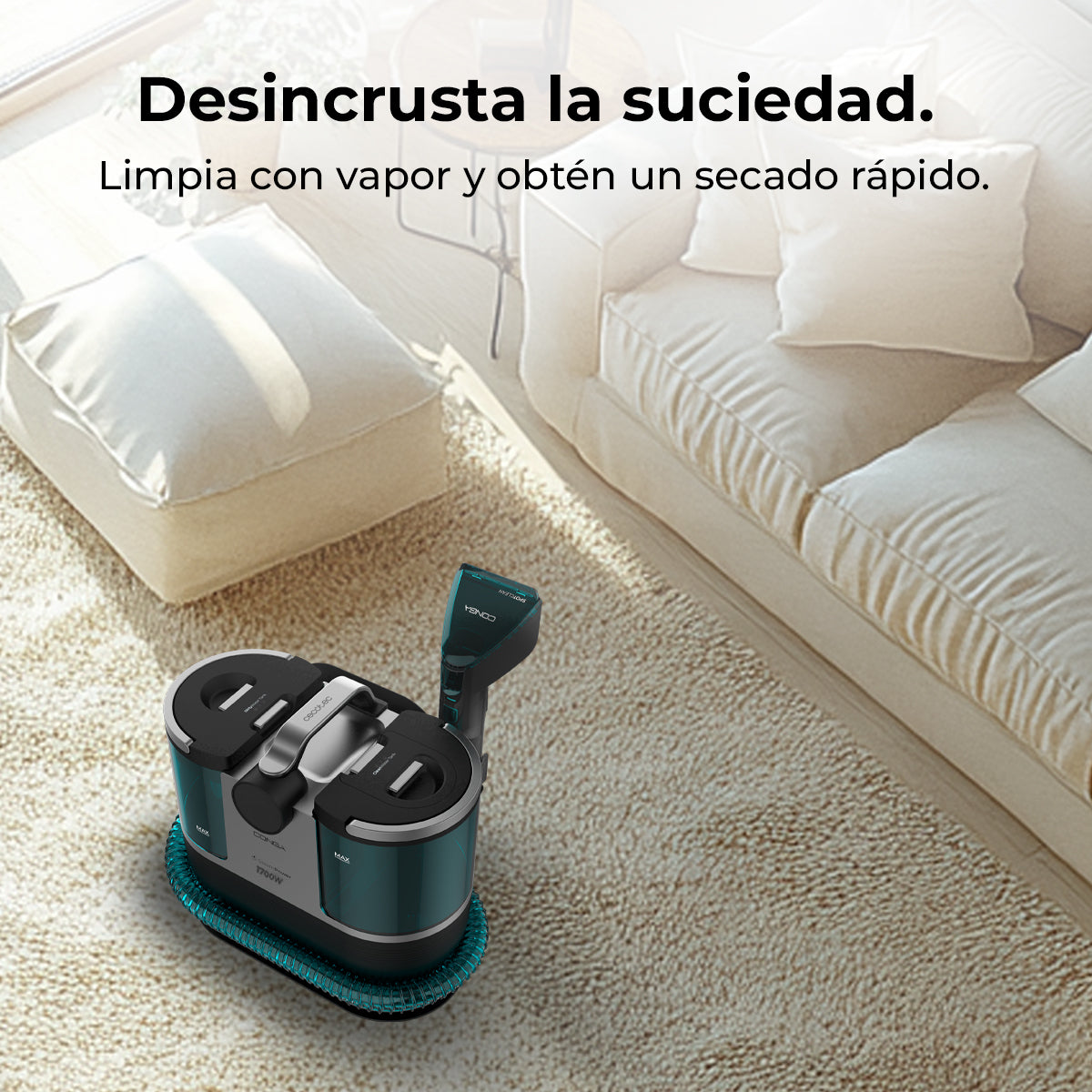 Cecotec Conga 7000 Carpet Y Spot Clean Vapor XXL Limpieza De Tapicerías 3 En 1 Alta Potencia