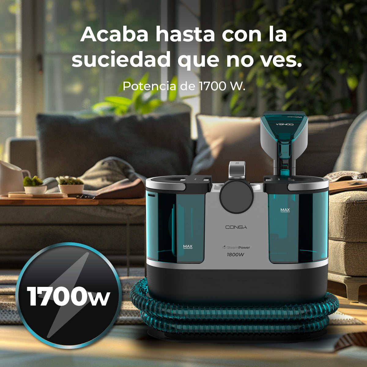 Cecotec Conga 7000 Carpet Spot Clean Steam Max Pulitore Tappezzeria 3 in 1 con Vapore Riscaldato Rapido