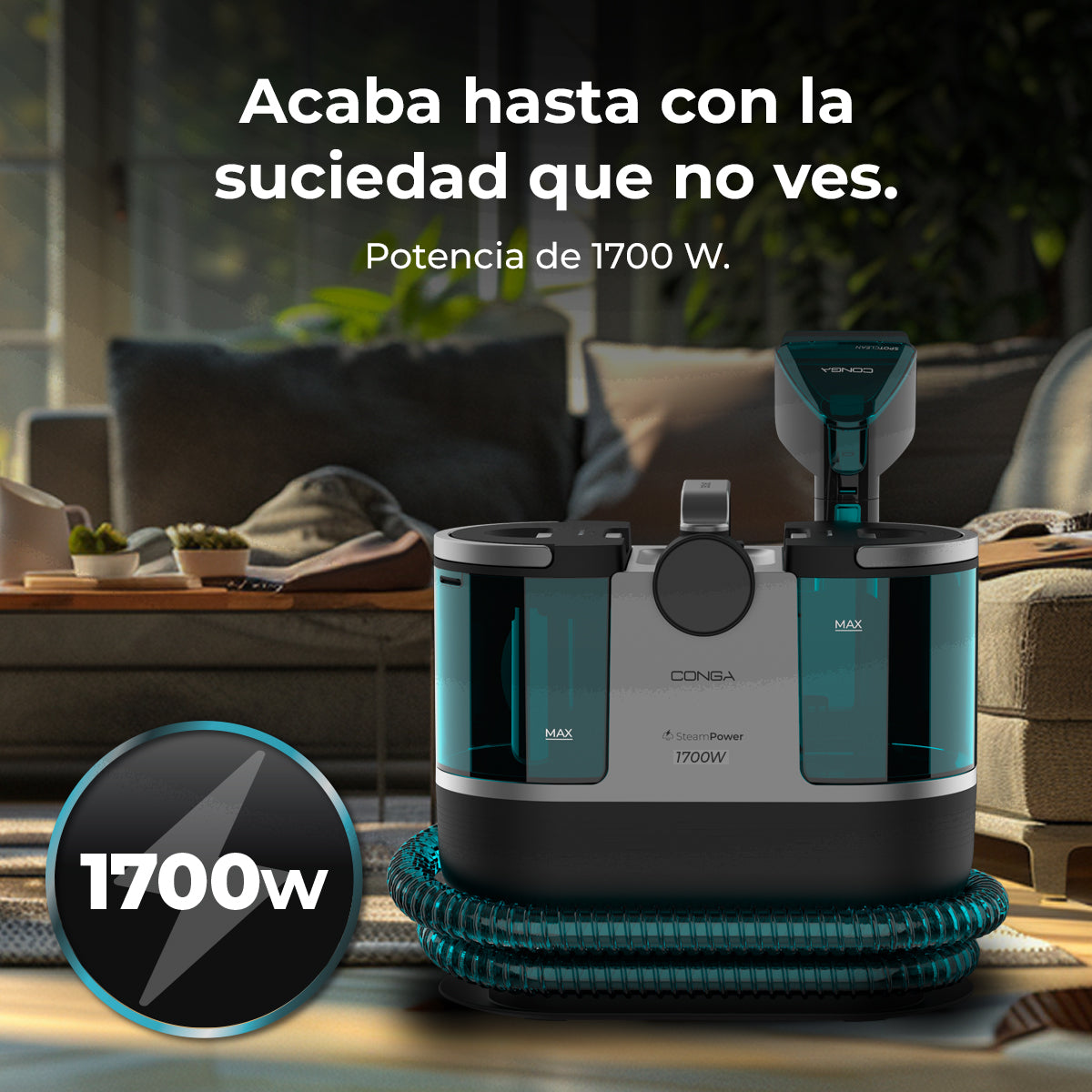 Cecotec Conga 7000 Carpet Y Spot Clean Vapor XXL Limpieza De Tapicerías 3 En 1 Alta Potencia