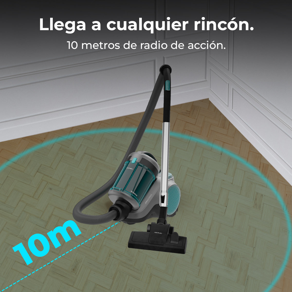 Cecotec Conga Rockstar Cyclonic Powerbag Aspiradora Trineo 900 W Sin Bolsa Con Bolsa Indicador de Depósito