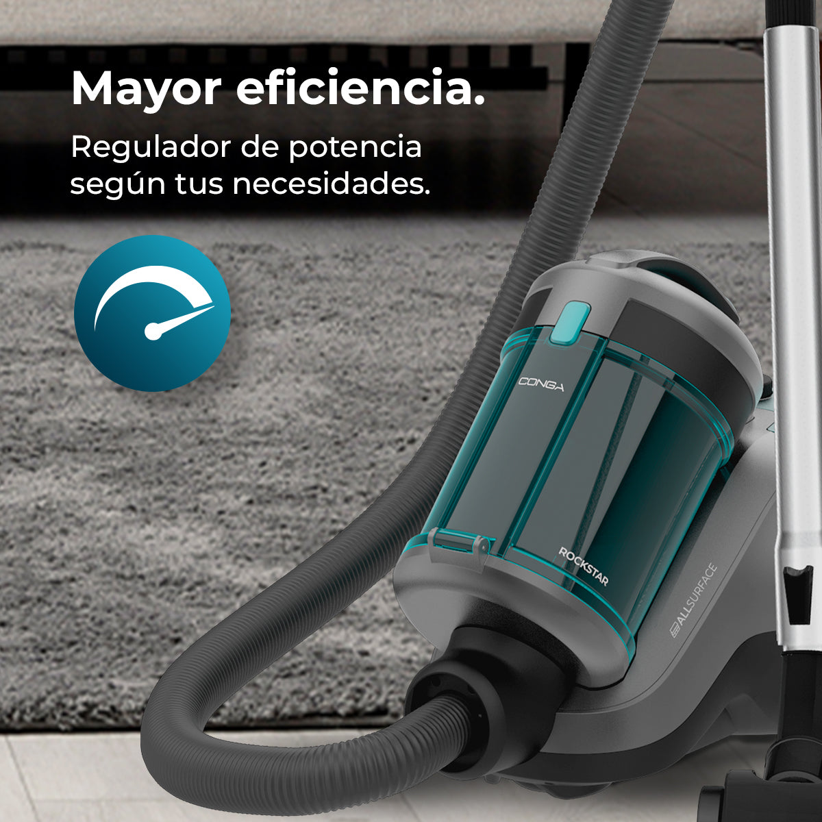 Cecotec Conga Rockstar Cyclonic Powerbag Aspiradora Trineo 900 W Sin Bolsa Con Bolsa Indicador de Depósito