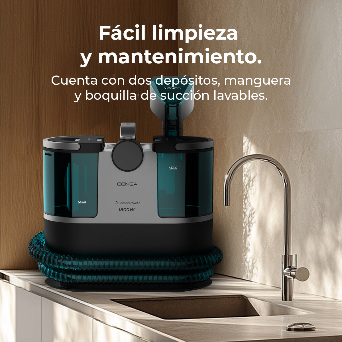 Cecotec Conga 7000 Carpet Spot Clean Steam Max Pulitore Tappezzeria 3 in 1 con Vapore Riscaldato Rapido