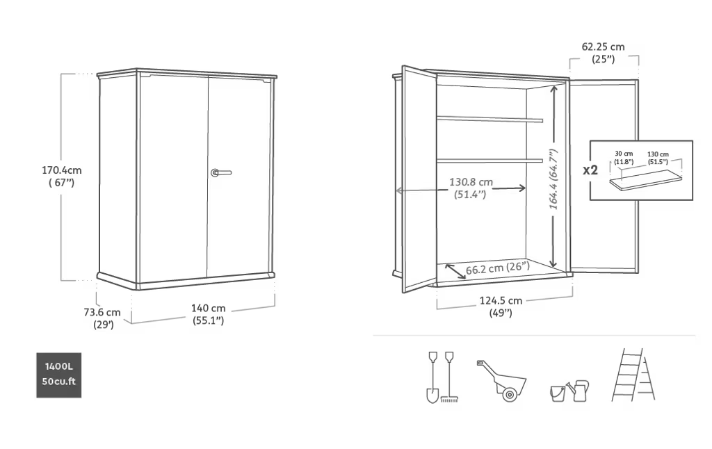 Keter - Cobertizo de exterior High Store+ gris