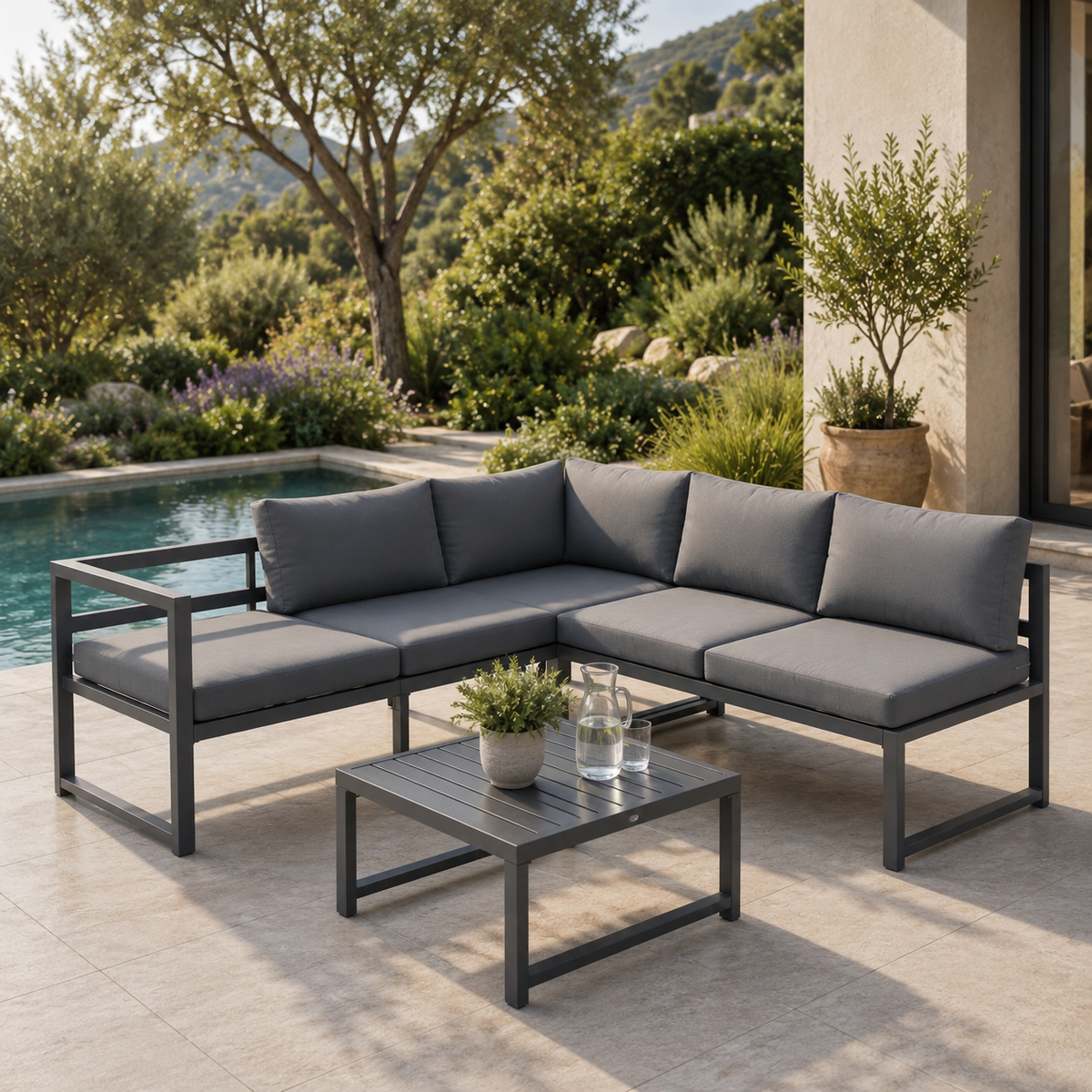 Gartenset Ecksofa modular aus Aluminium kaufen – BricoandPool