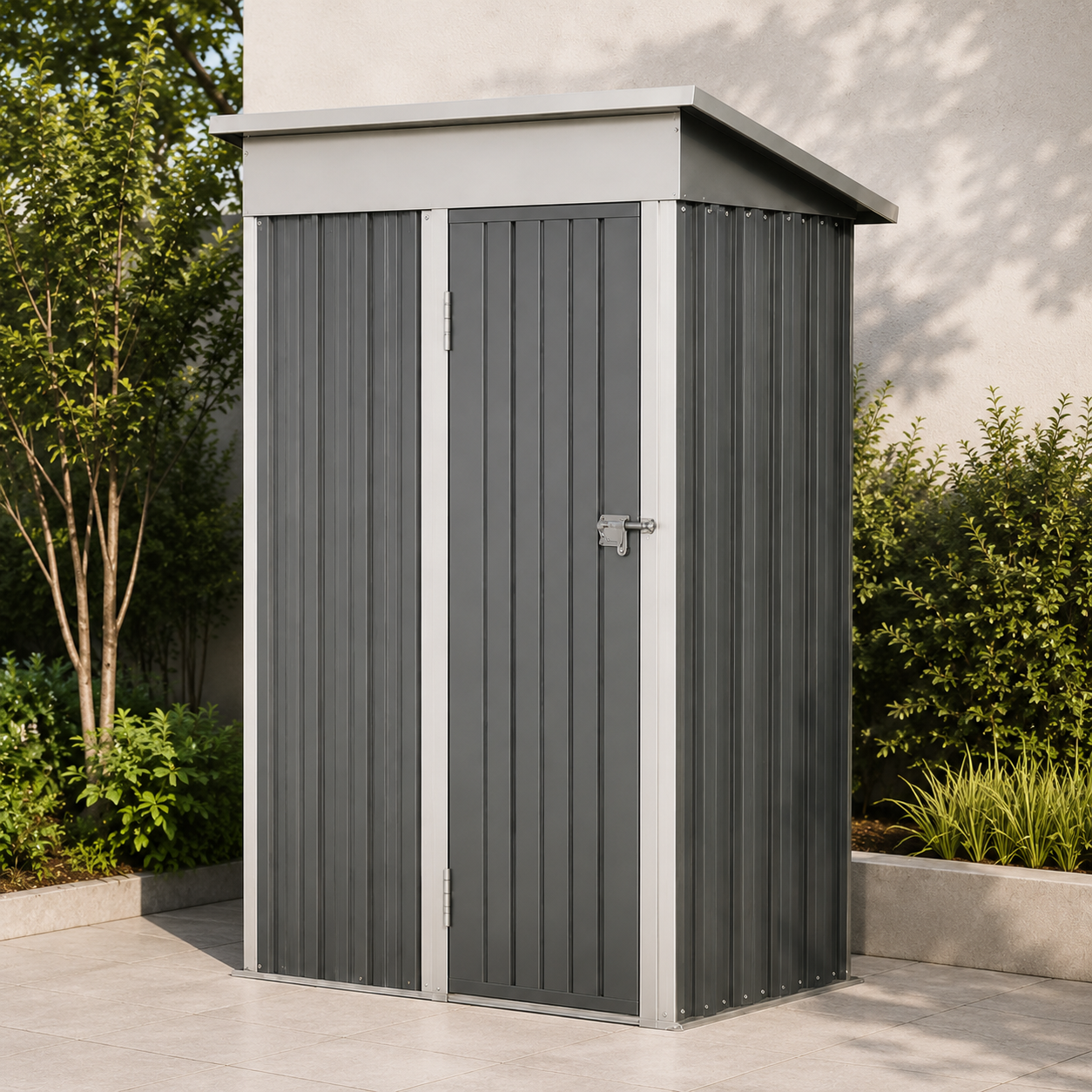 Metall-Gartenhaus 158x82,8x185 cm mit Außentür, robustem Gestell und Werkzeugaufbewahrung