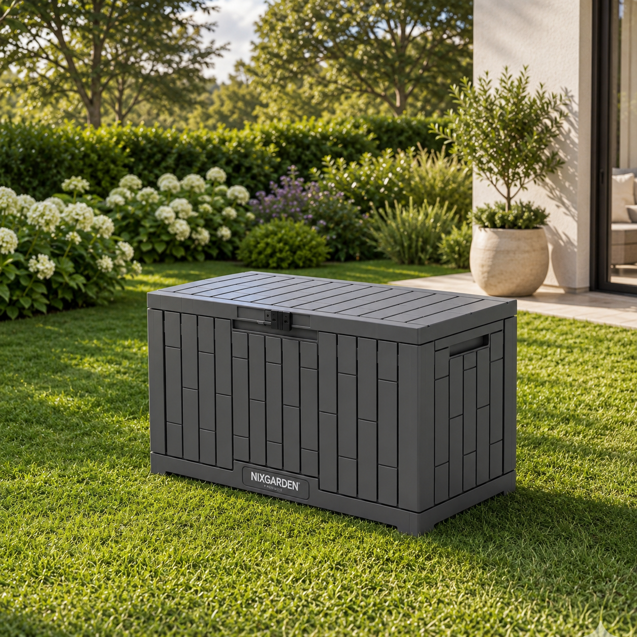 Baule da giardino antracite 270 L esterno impermeabile