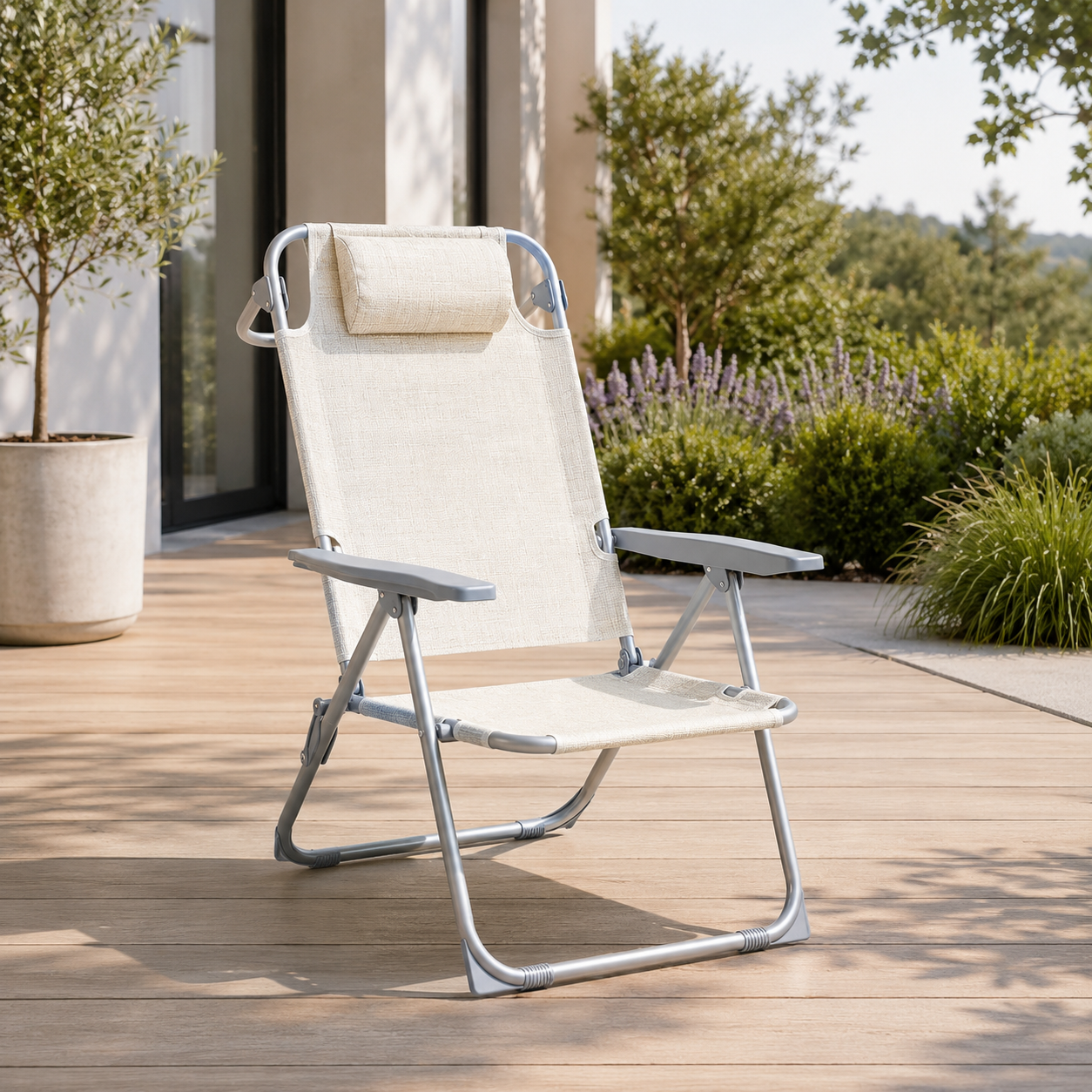 Silla Plegable Reclinable Con Reposacabezas Portátil