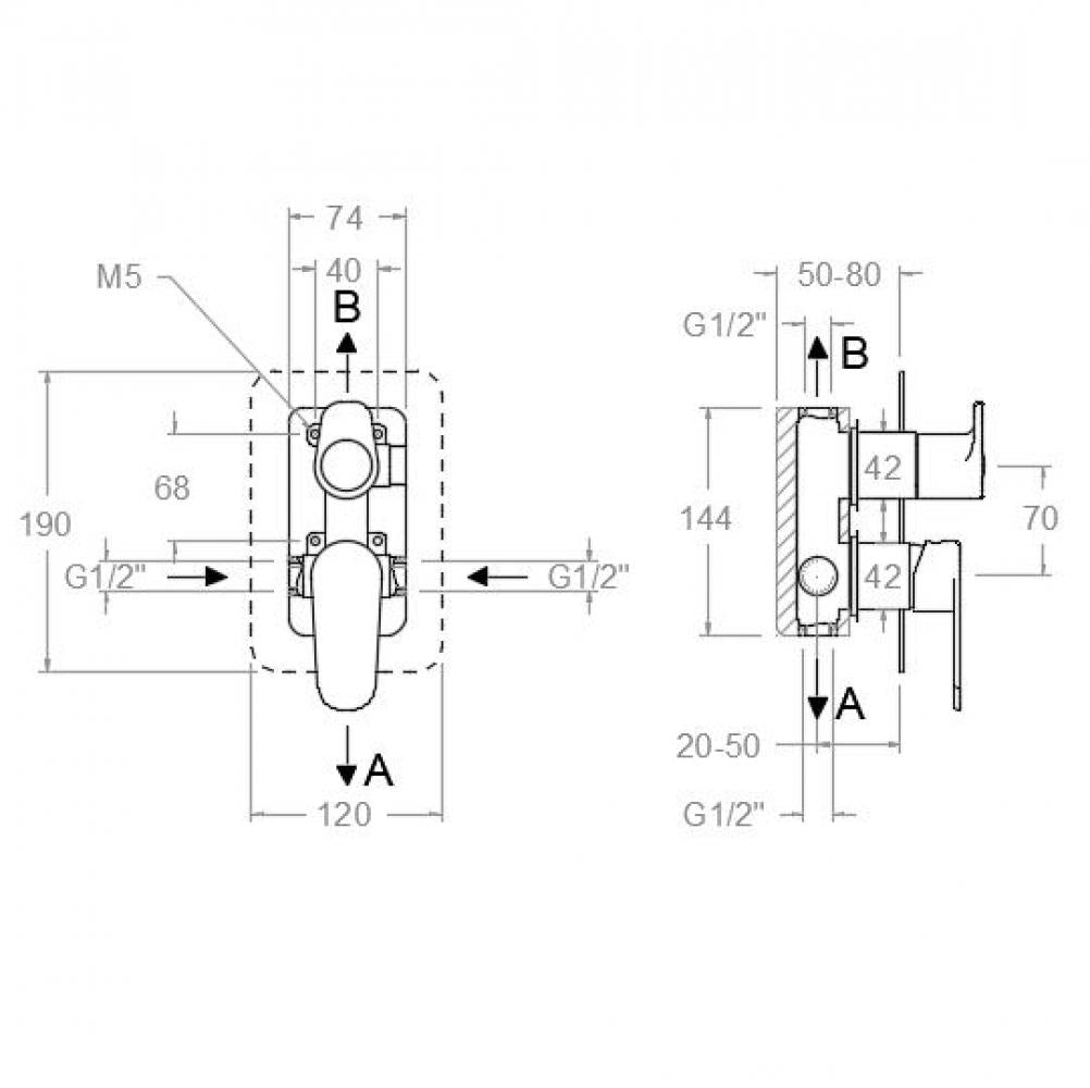Ramon Soler - Alexia, Bath -Duck Monomando a soutenu 2 façons avec plaque métallique, noir mat
