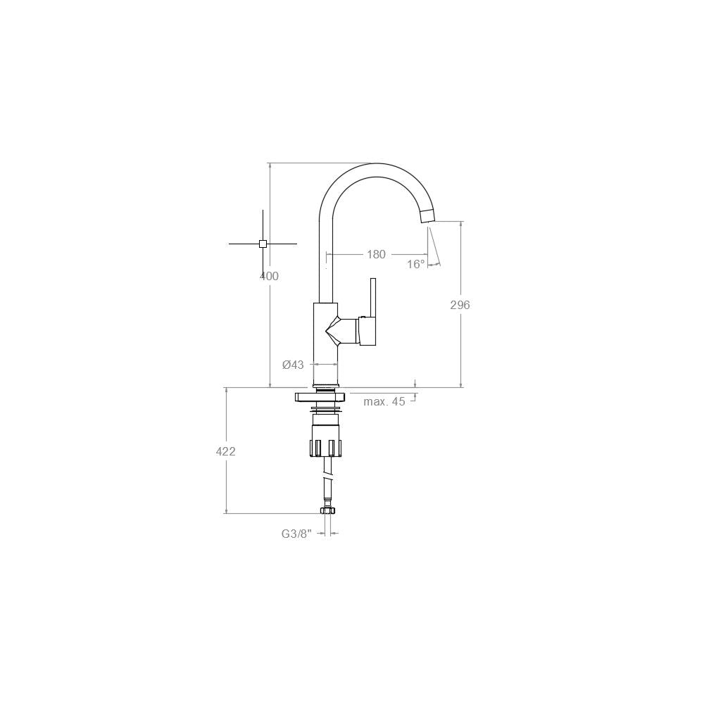 Ramon Soler - Grifo de cocina monomando Drako con caño giratorio cromo