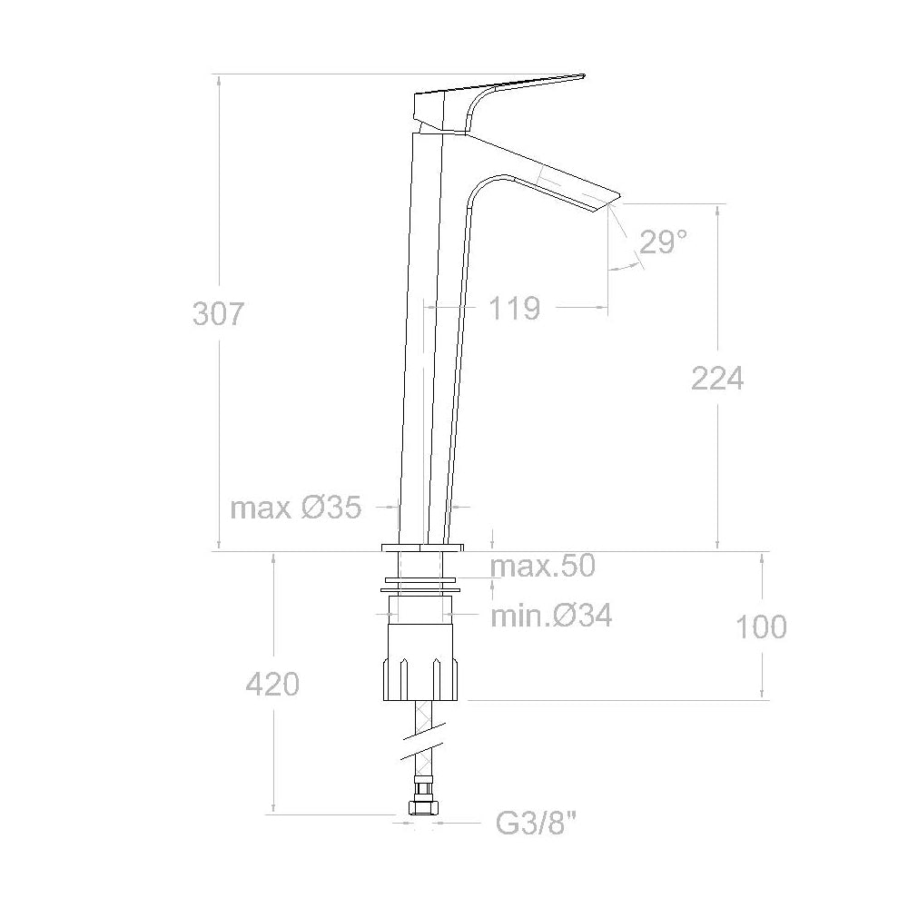 Ramon Soler - Urban Chic, Monomando of Sink XL Sorput in Waterfall, Limited Flow, Chrome