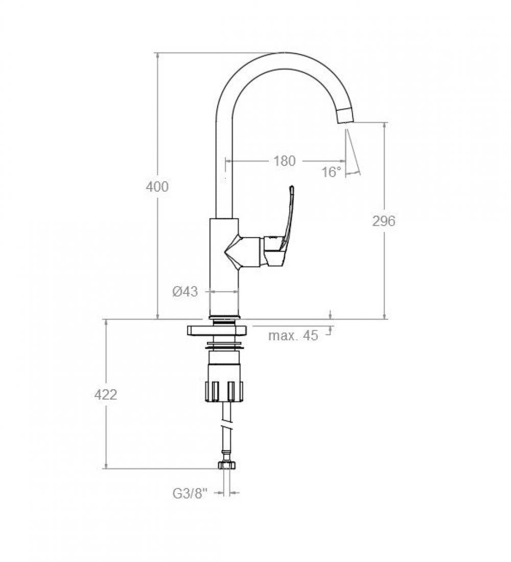 Ramon Soler - Nouveau mitigeur de cuisine Fly avec bec pivotant noir mat de 180 mm