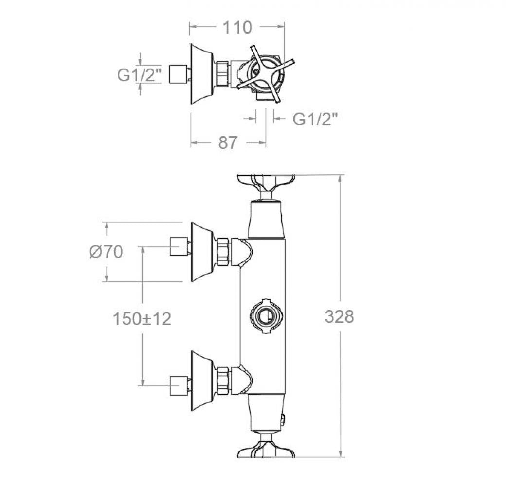 Ramon Soler - Adagio, thermostatique pour la colonne de douche, graphite