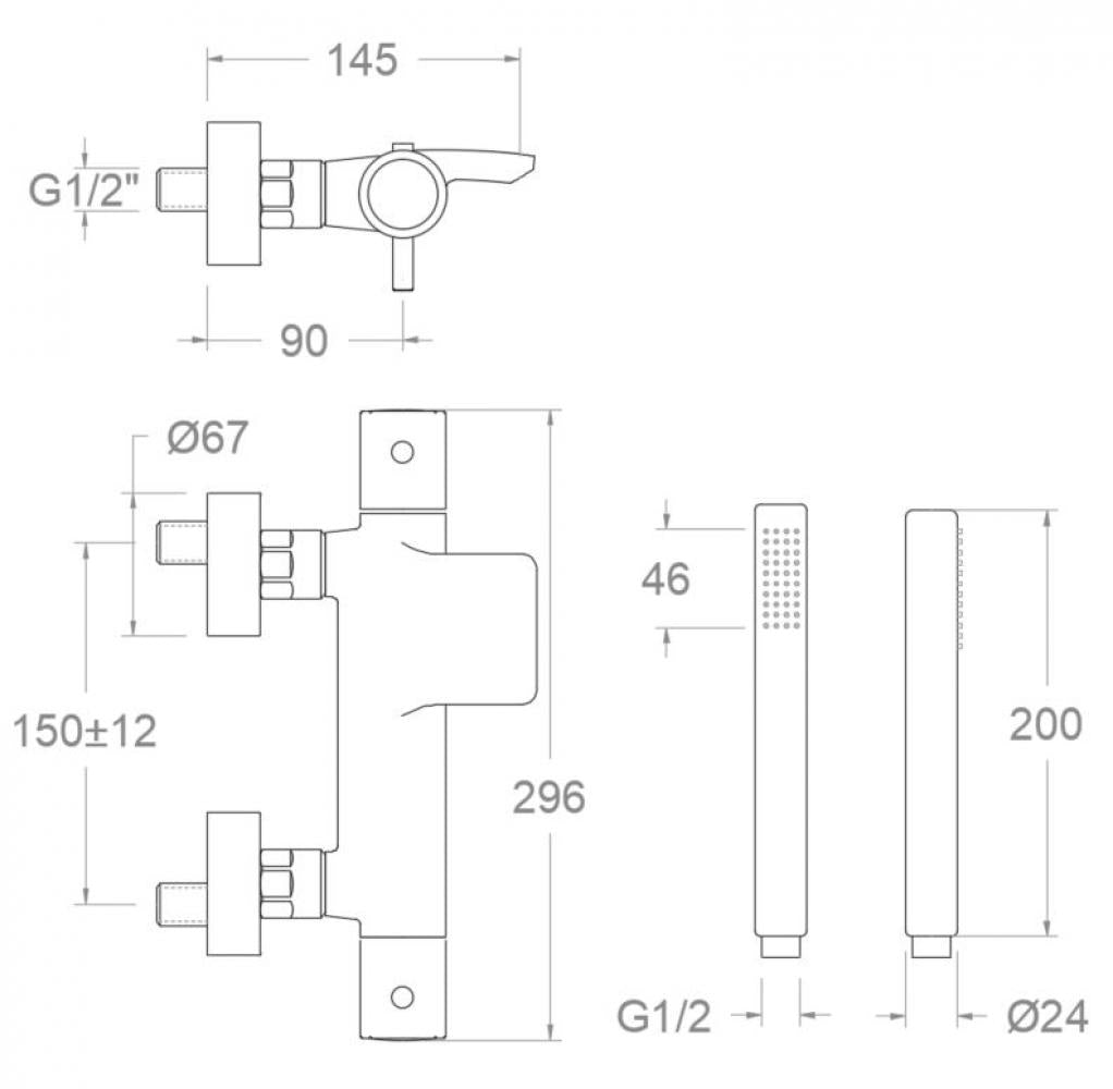Ramon Soler - Grifo de bañera termostático Odisea con equipo de ducha cromo