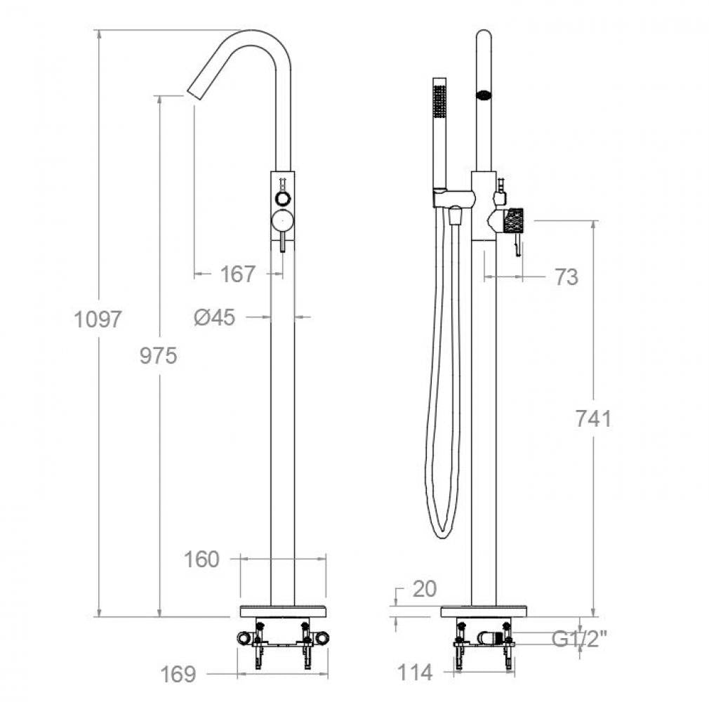 Ramon Soler - Odisea Joya Einhebel-Badewannensäule mit verchromter Duscheinrichtung