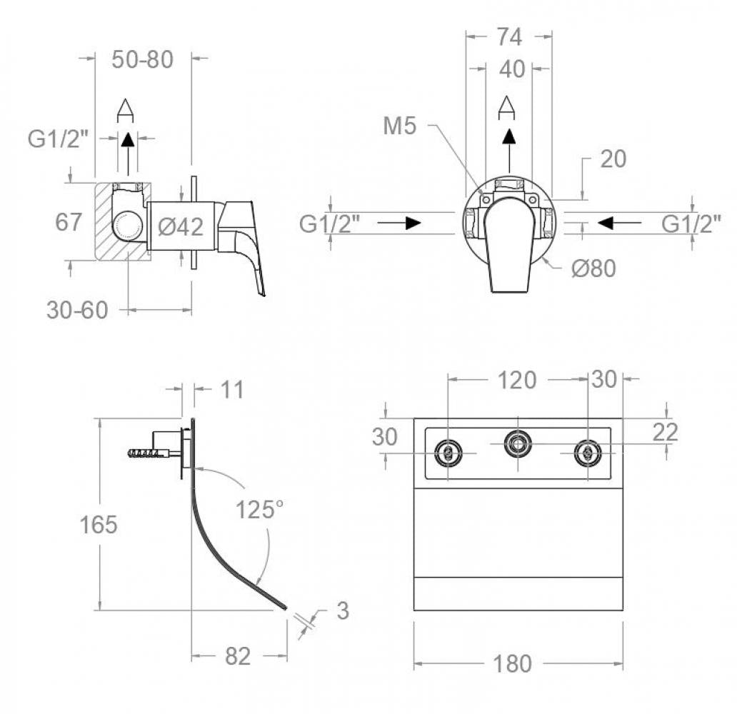 Ramon Soler - Urban Chic, Monomanando del lavandino di buckish murale con cascata Extraplano S2, Chrome