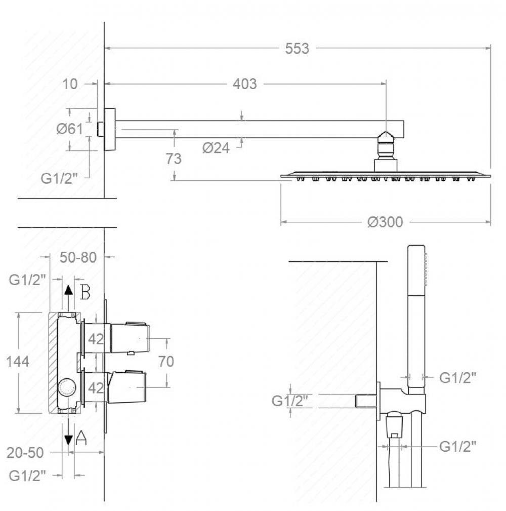 Ramon Soler - Tzar, Monmando Entreprado of 2 Way with Metal Rociary of Ø300 mm, mat