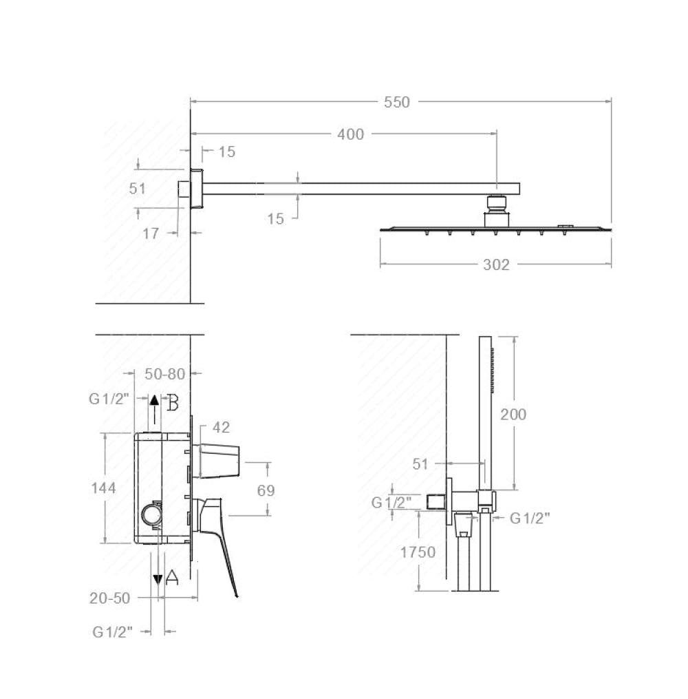Ramon Soler - Prisma, gebaut -hower monomand set 2 Routen mit Metallsprühung 300 mm, Matt Black