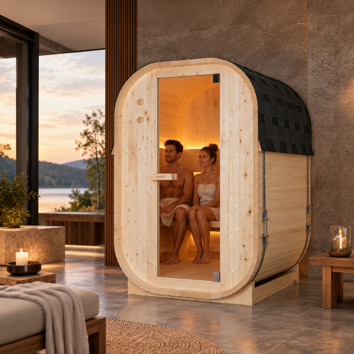 Sauna Exterior Cubo Jardín 2 Personas