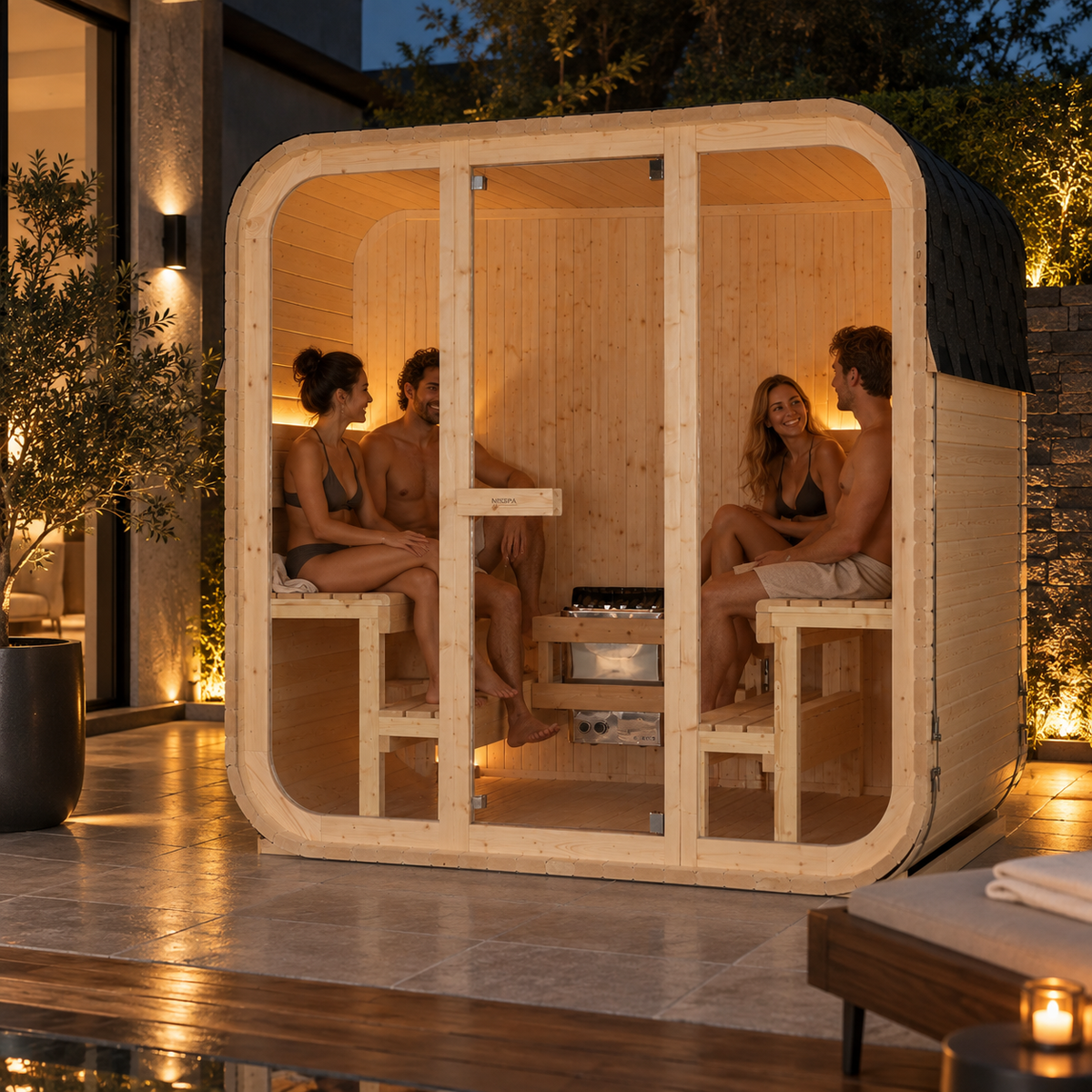 Sauna Exterior Cubo Panorámica Jardín 4-6 Personas