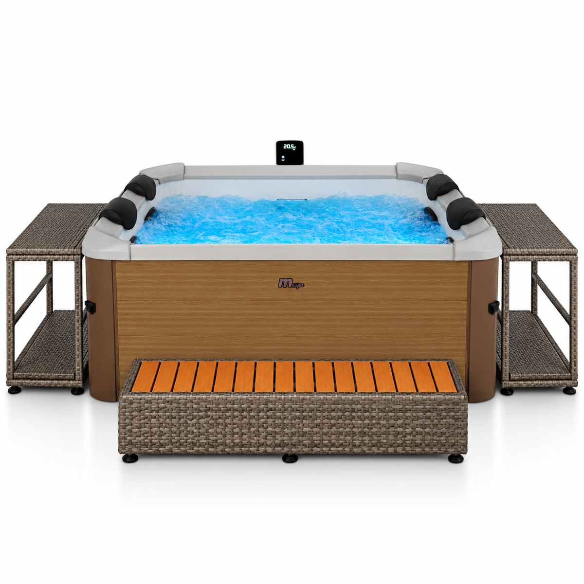 MSpa Amber opblaasbare jacuzzi voor 4-6 personen + rieten tuinset (vierkant)