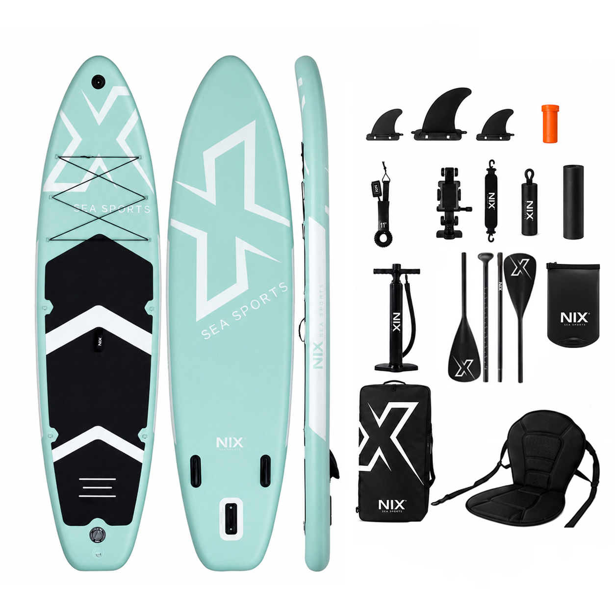 Planche de paddle surf gonflable 11" 335x84x15 cm 159 kg turquoise Pack Premium