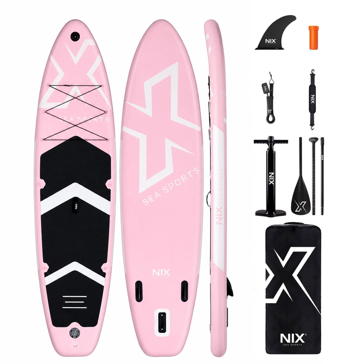 Planche de Paddle Surf Gonflable 11" 335x84x15 cm 159 kg Rose avec Accessoires
