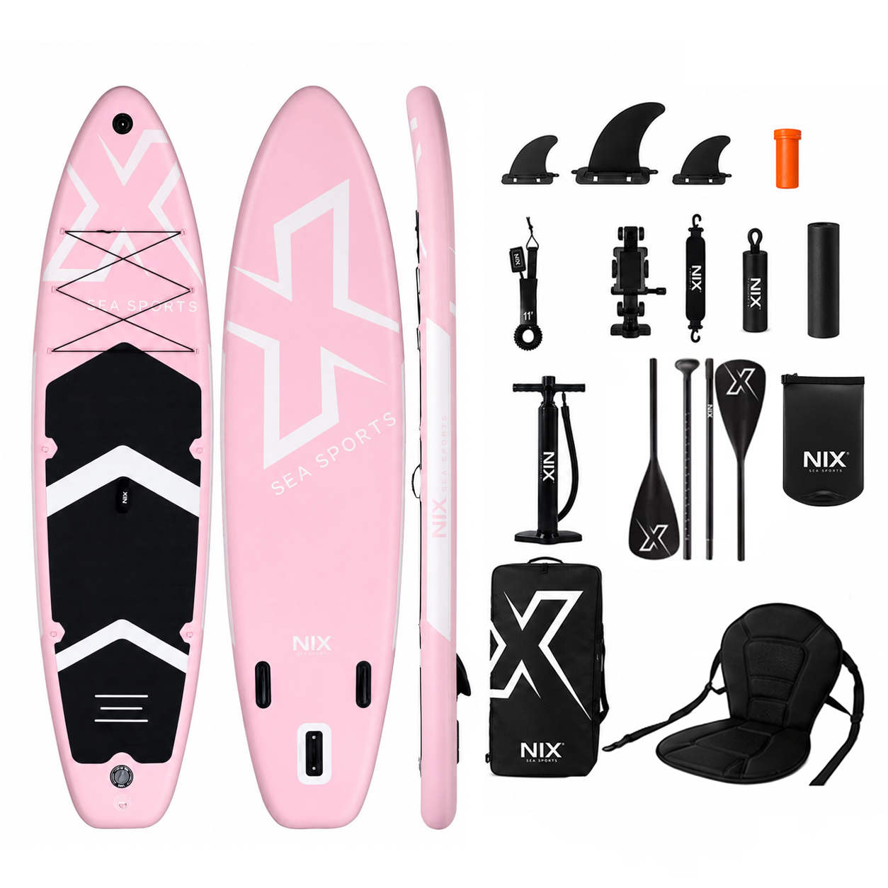Planche de paddle surf gonflable 11" 335x84x15 cm 159 kg rose Pack Premium
