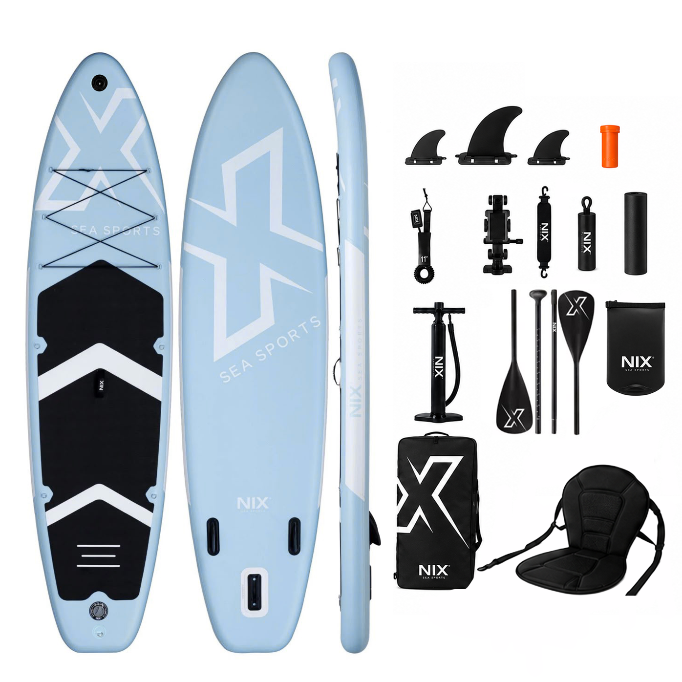 Planche de paddle surf gonflable 11" 335x84x15 cm 159 kg bleu Pack Premium