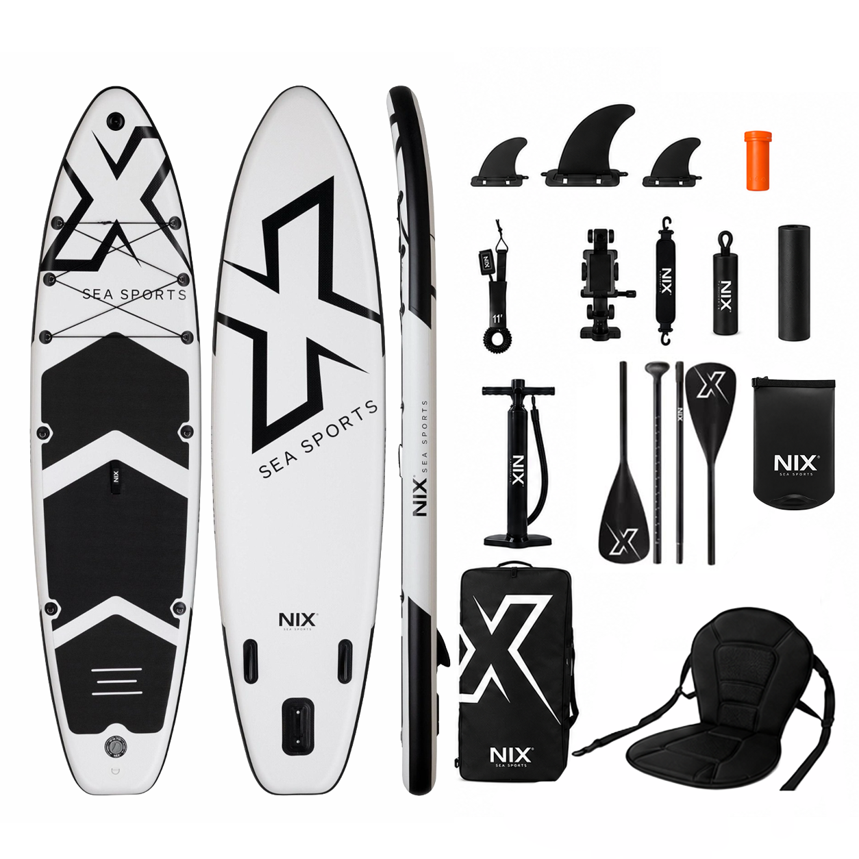 Planche de paddle surf gonflable 11" 335x84x15 cm 159 kg blanche Pack Premium
