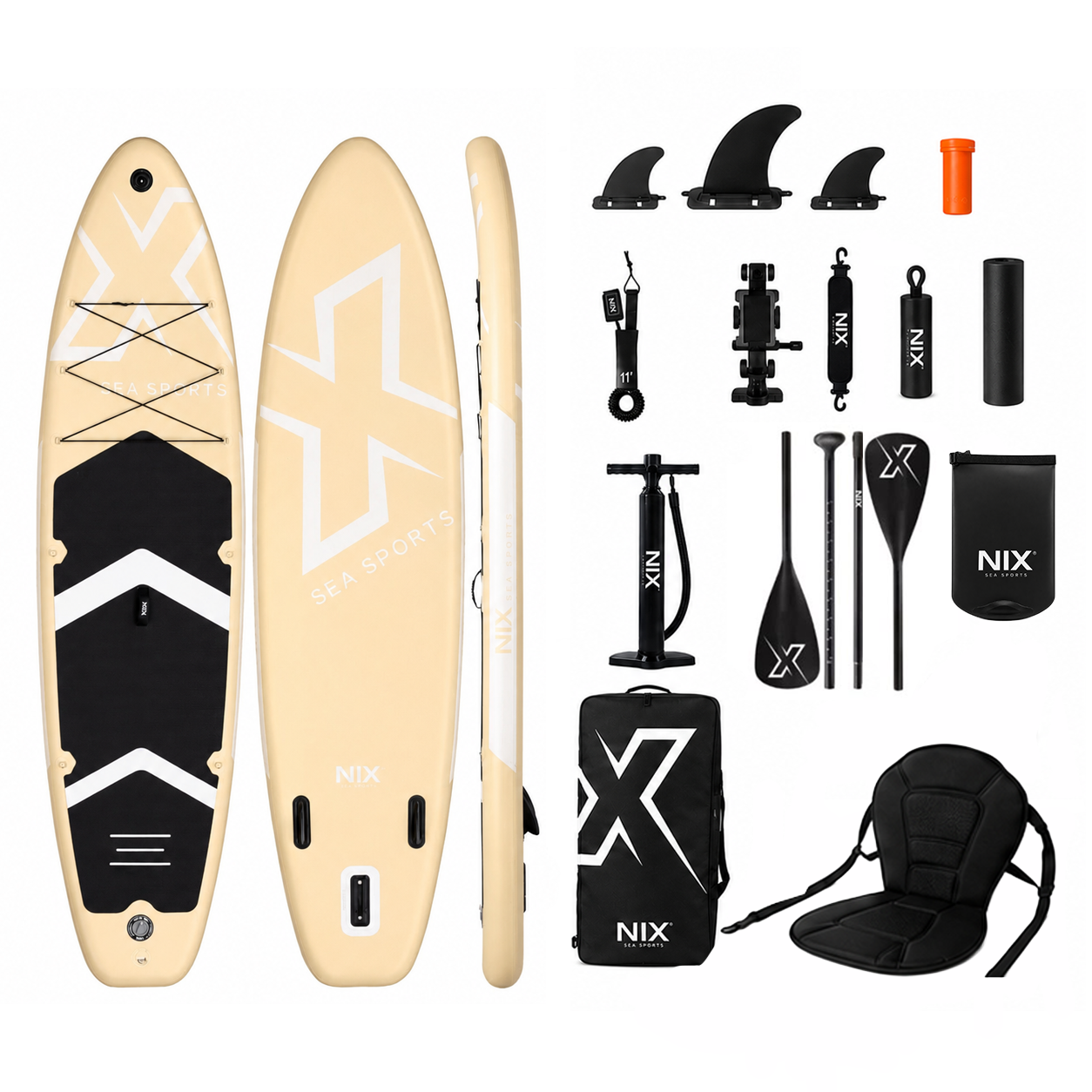 Planche de paddle surf gonflable 11" 335x84x15 cm 159 kg jaune Pack Premium