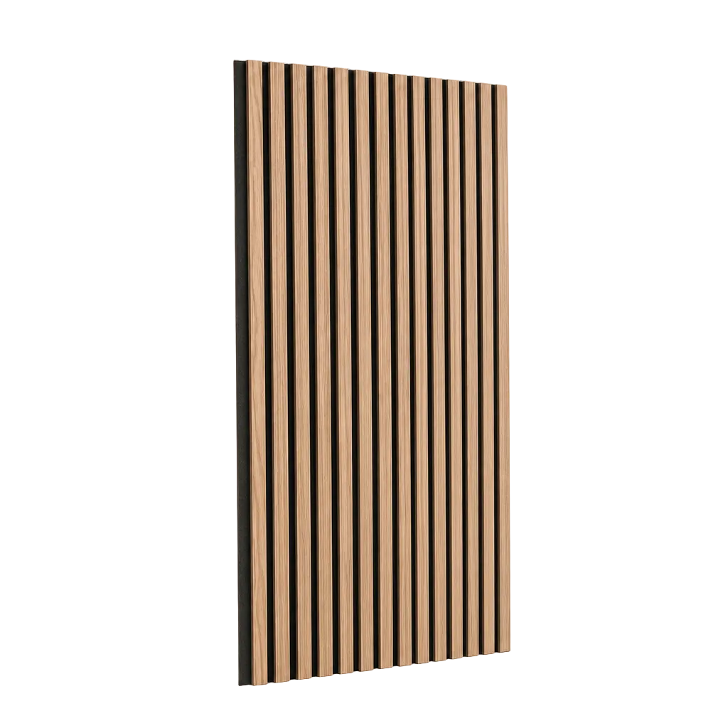 Pannello acustico decorativo a listelli MDF effetto legno con feltro acustico 240x60 cm
