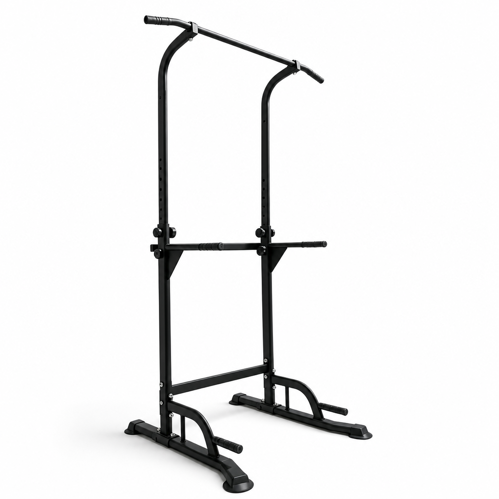 Torre de Dominadas Multifunción con Estación VKR, Fondos en Paralelas y Altura Ajustable 150-230 cm — Acero con Acolchado para Entrenamiento en Casa