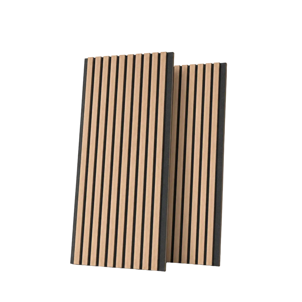 Panneau acoustique décoratif en lattes de bois MDF avec isolation acoustique 120x60 cm pack de 2