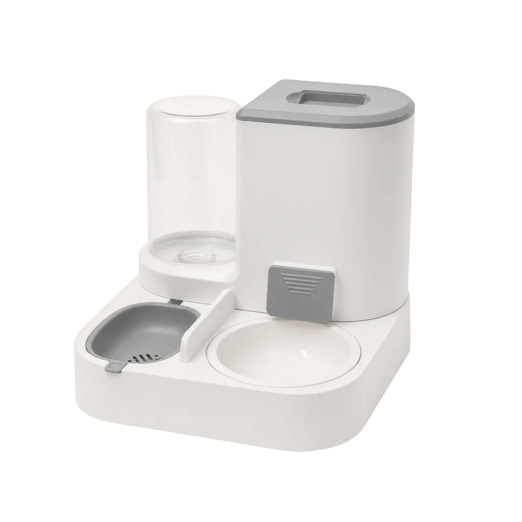 Comedouro e bebedouro automático 2 em 1 para gatos e cães com dispensador duplo e grande capacidade cor cinzenta