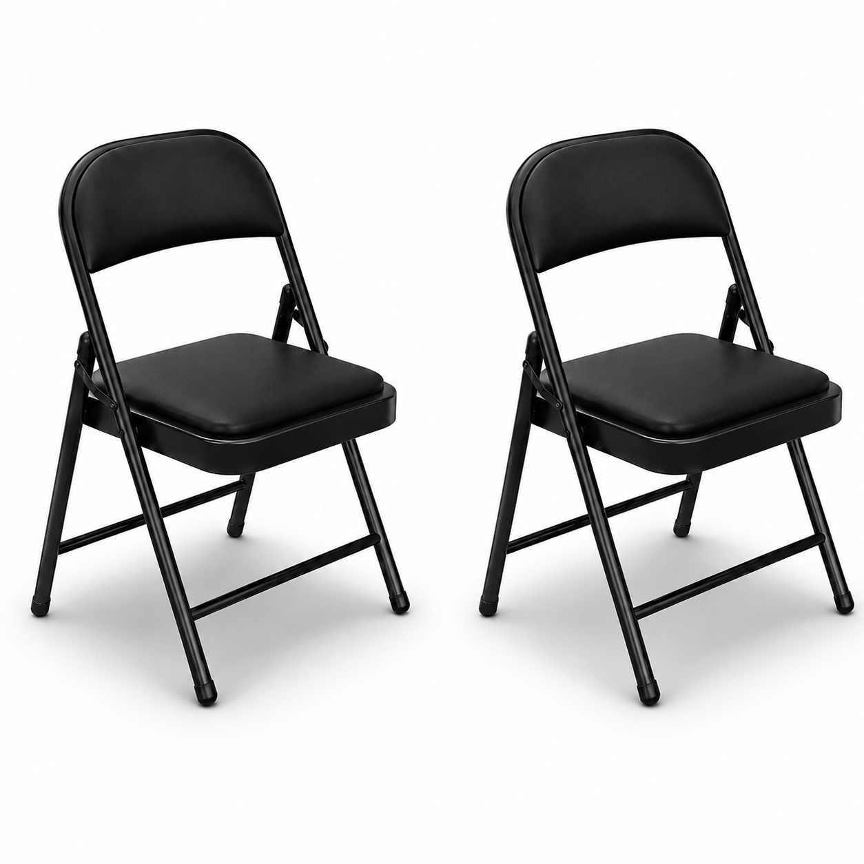 Chaise pliante rembourrée en acier noir