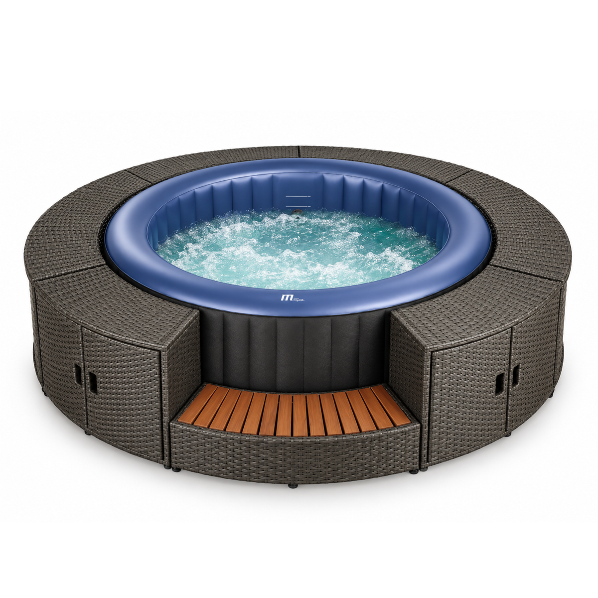 MSpa Bergen opblaasbare jacuzzi voor 4-6 personen + rieten tuinset (rond)