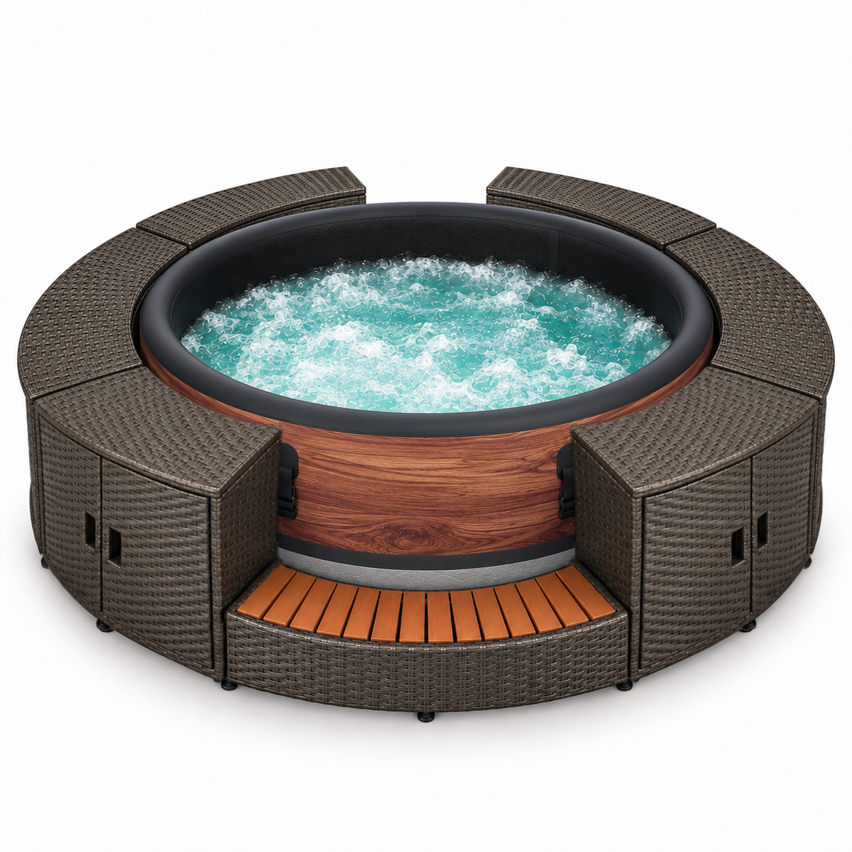 MSpa Duet-Eco opblaasbare jacuzzi voor 4-6 personen + rotan tuinset (rond)