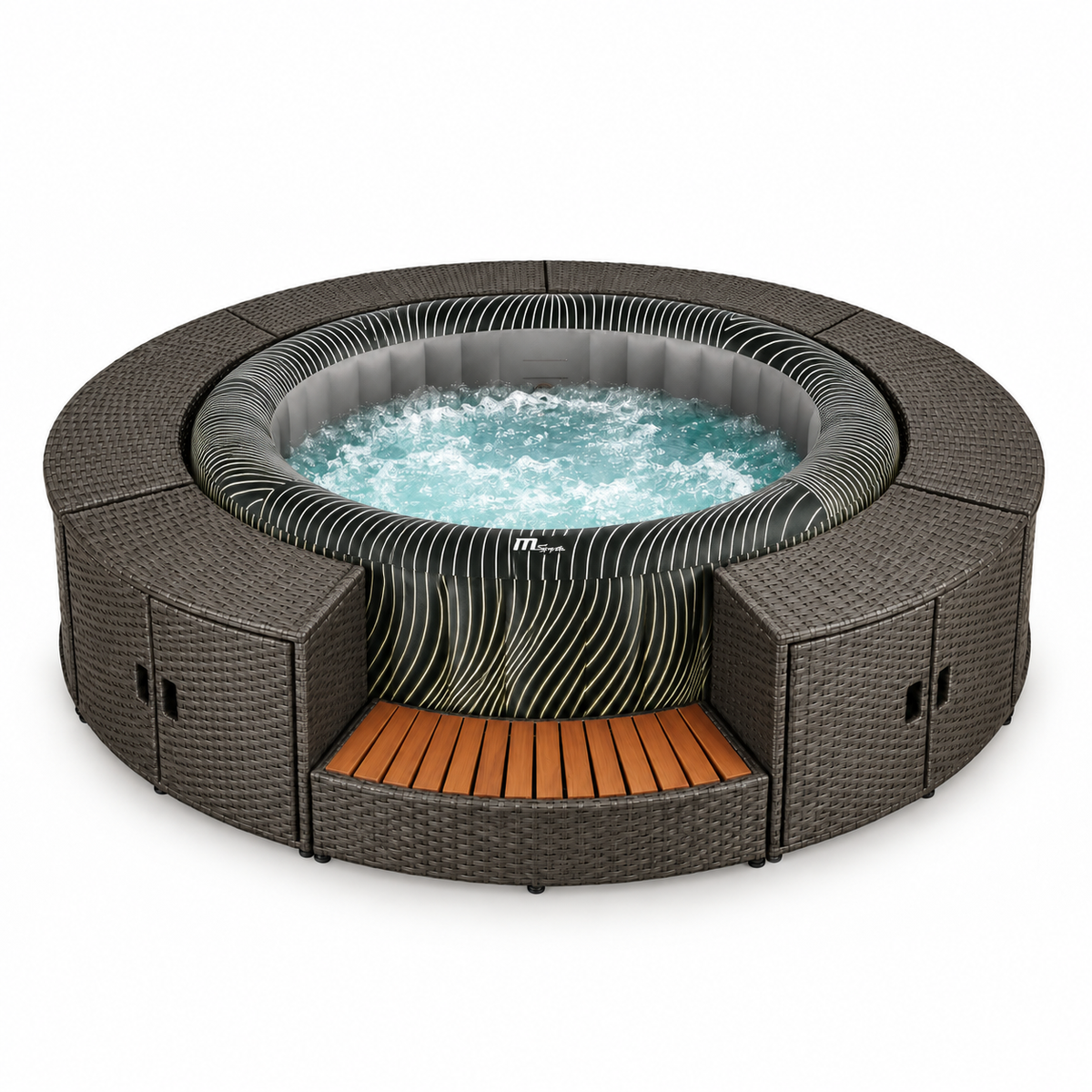 MSpa Meteor opblaasbare jacuzzi voor 4-6 personen + rotan tuinset (rond)