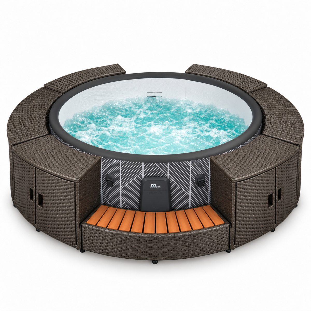 MSpa - Pack Spa Mono Nox Eco 6 personas + Set muebles de mimbre (redondo)