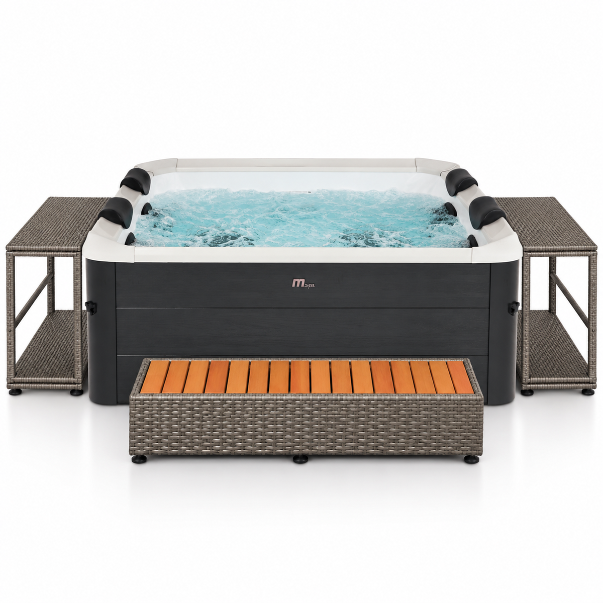 MSpa - Pack Spa Oslo Aero Plus 4-6 personas + Set muebles de mimbre (cuadrado)