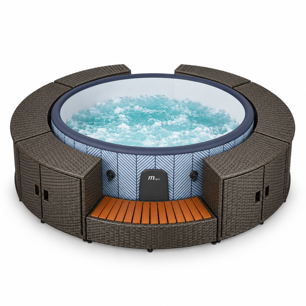 MSpa Tidal opblaasbare jacuzzi voor 4-6 personen + rotan tuinset (rond)