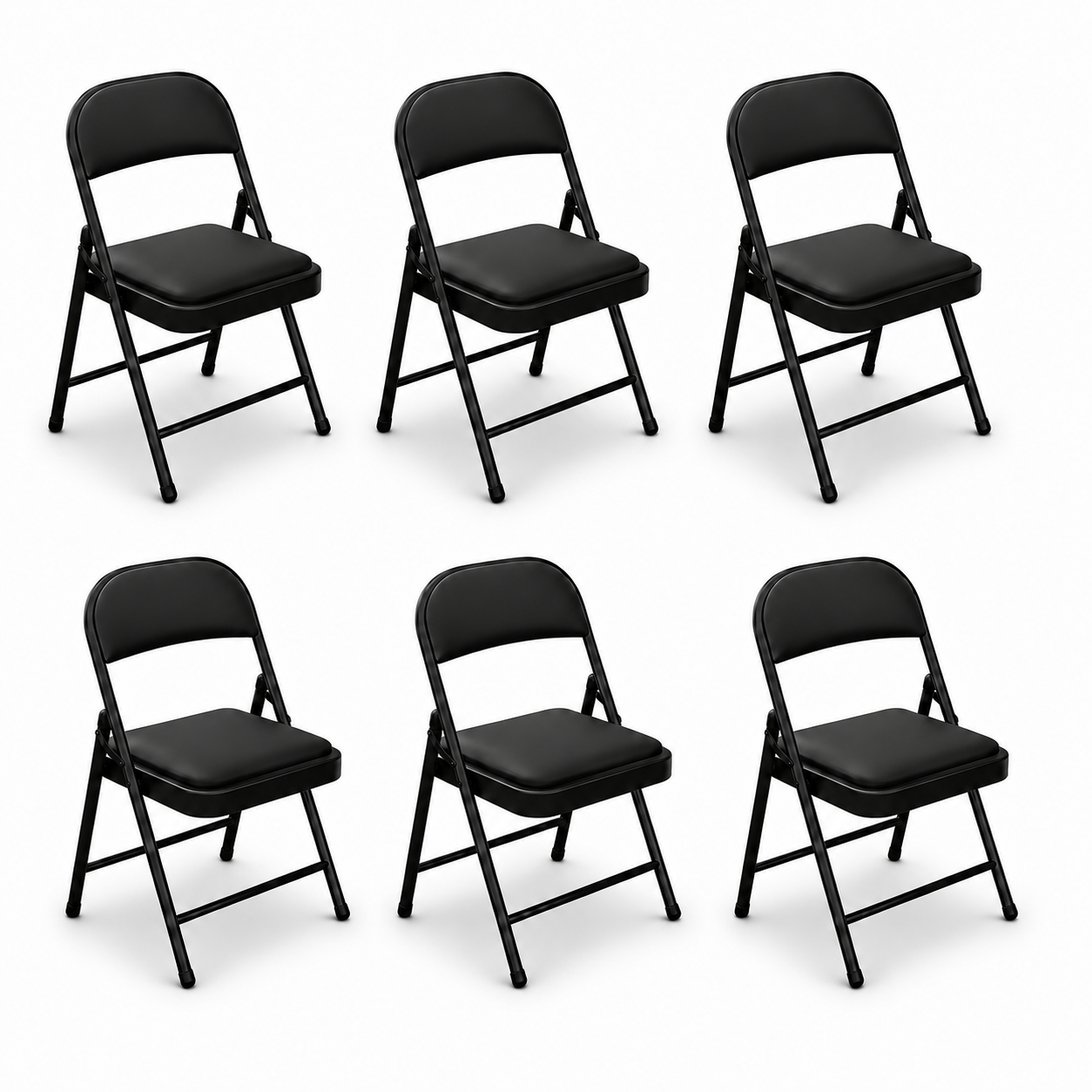 Pack de 6 chaises pliantes rembourrées en acier noir