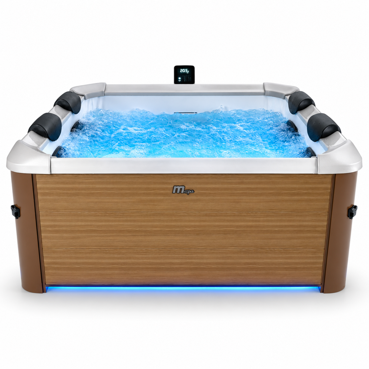 Spa MSpa Amber 4-6 places + Salon de jardin en résine tressée (carré)