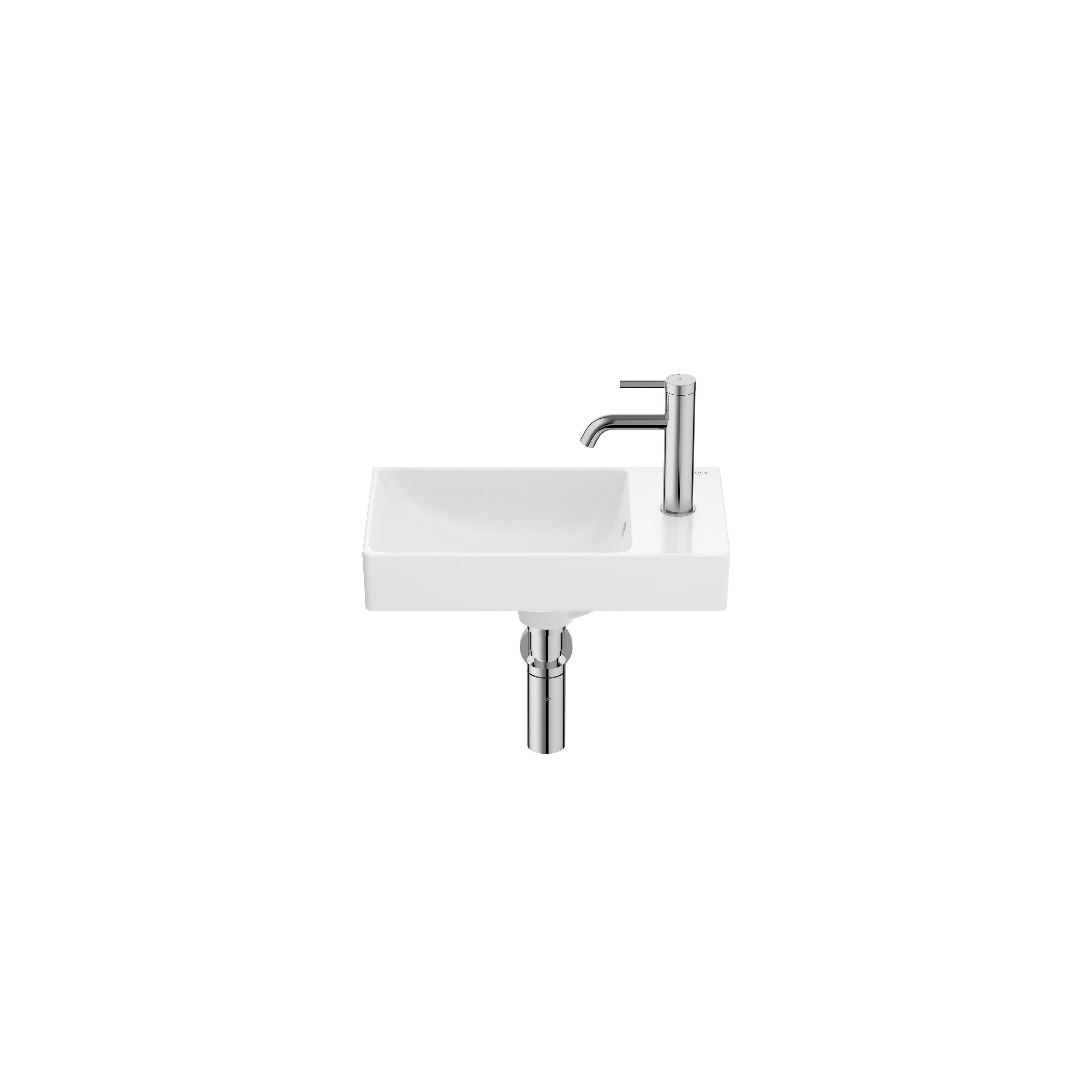 ROCA - Sink asimmetrico Oona di Shine di parete compatta White Finecemic®