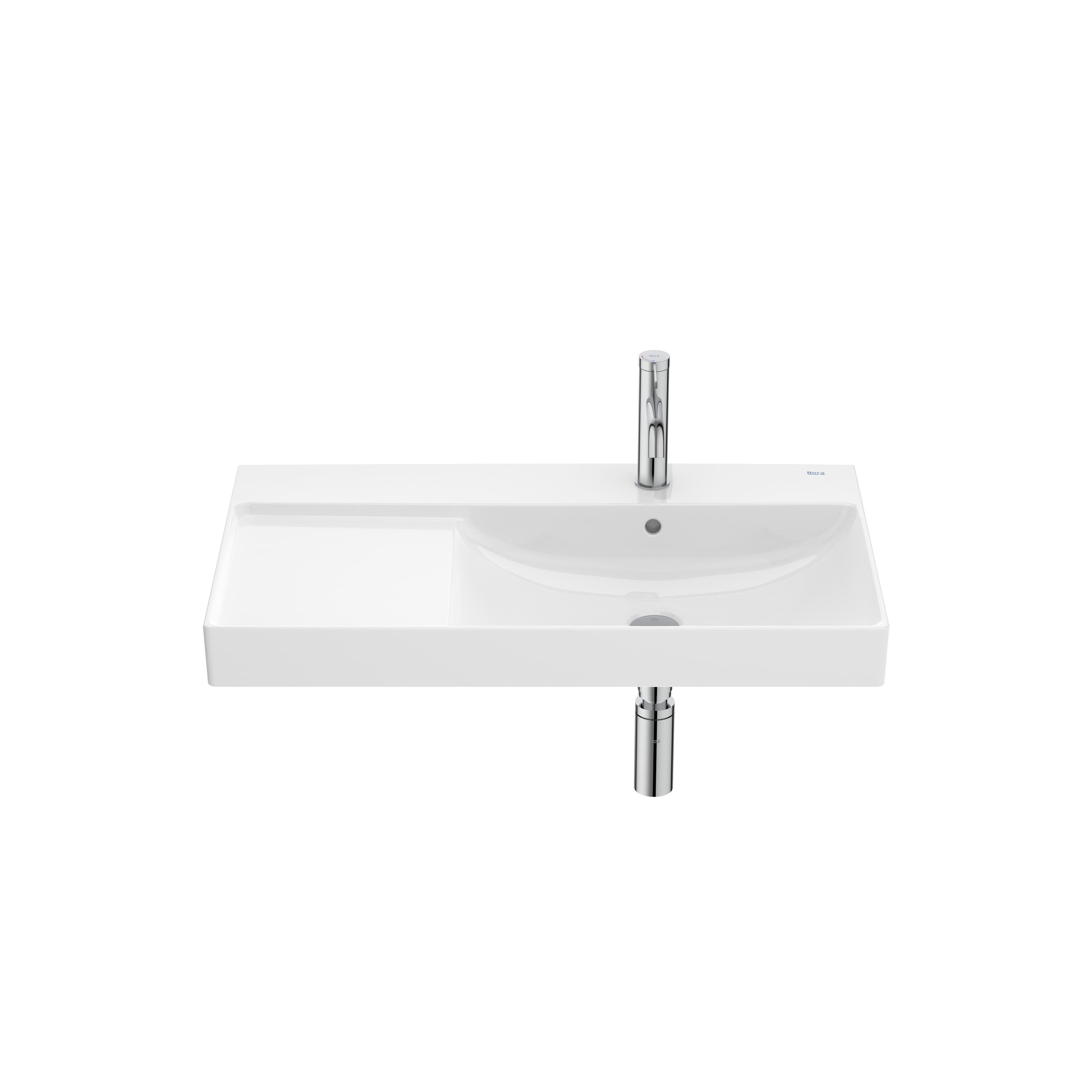 Roca - Asymmetric sink Oona of Finecemic® White Mural Brillo