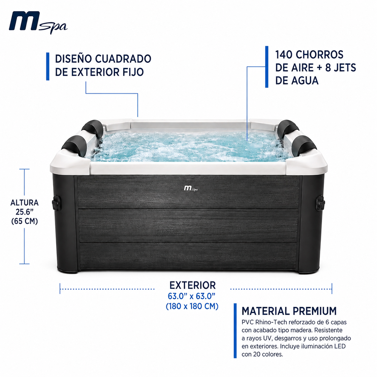 MSpa – Spa rígido cuadrado Oslo Aero Plus 4–6 personas