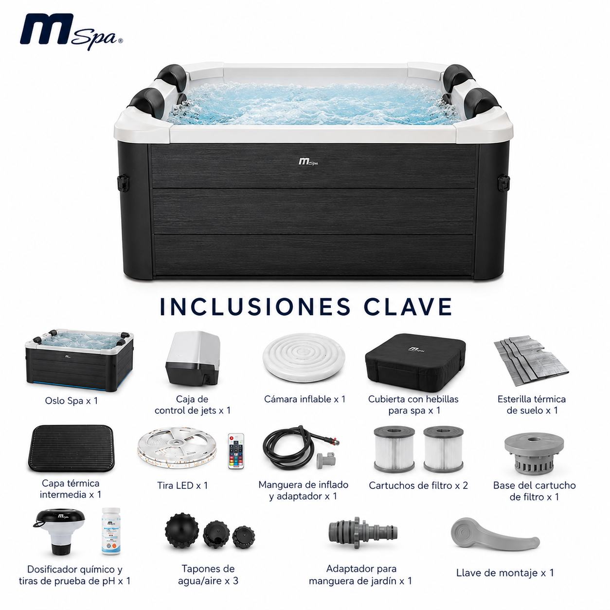MSpa – Spa rígido cuadrado Oslo Aero Plus 4–6 personas