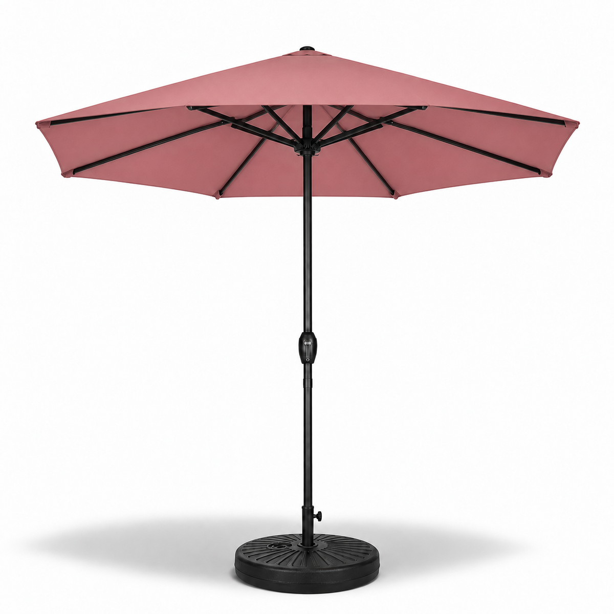 Pack parasol droit 3 m kaki + base ronde à remplir