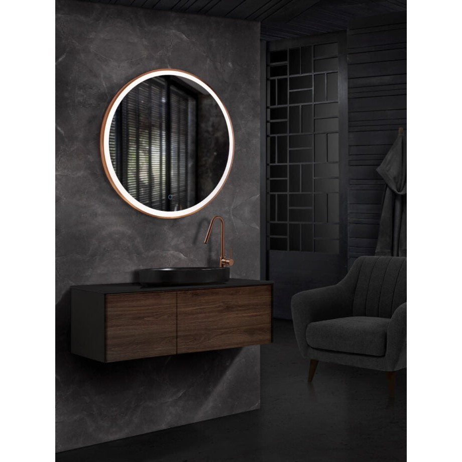 Ledimex- round espojo bagno paris marco rosa d'oro di LED