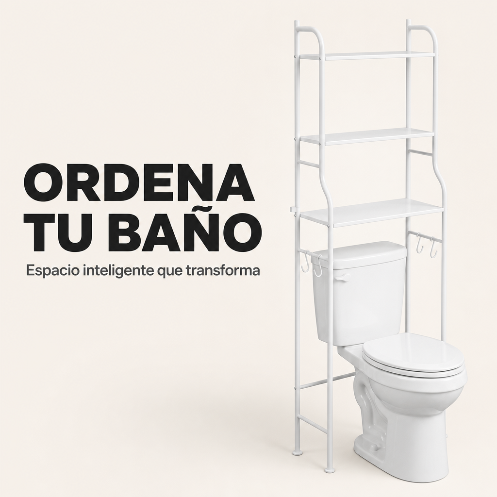 3-stöckiges Regal über der Toilette mit Haken, Organizerablagen und Metallgestell für Badezimmer